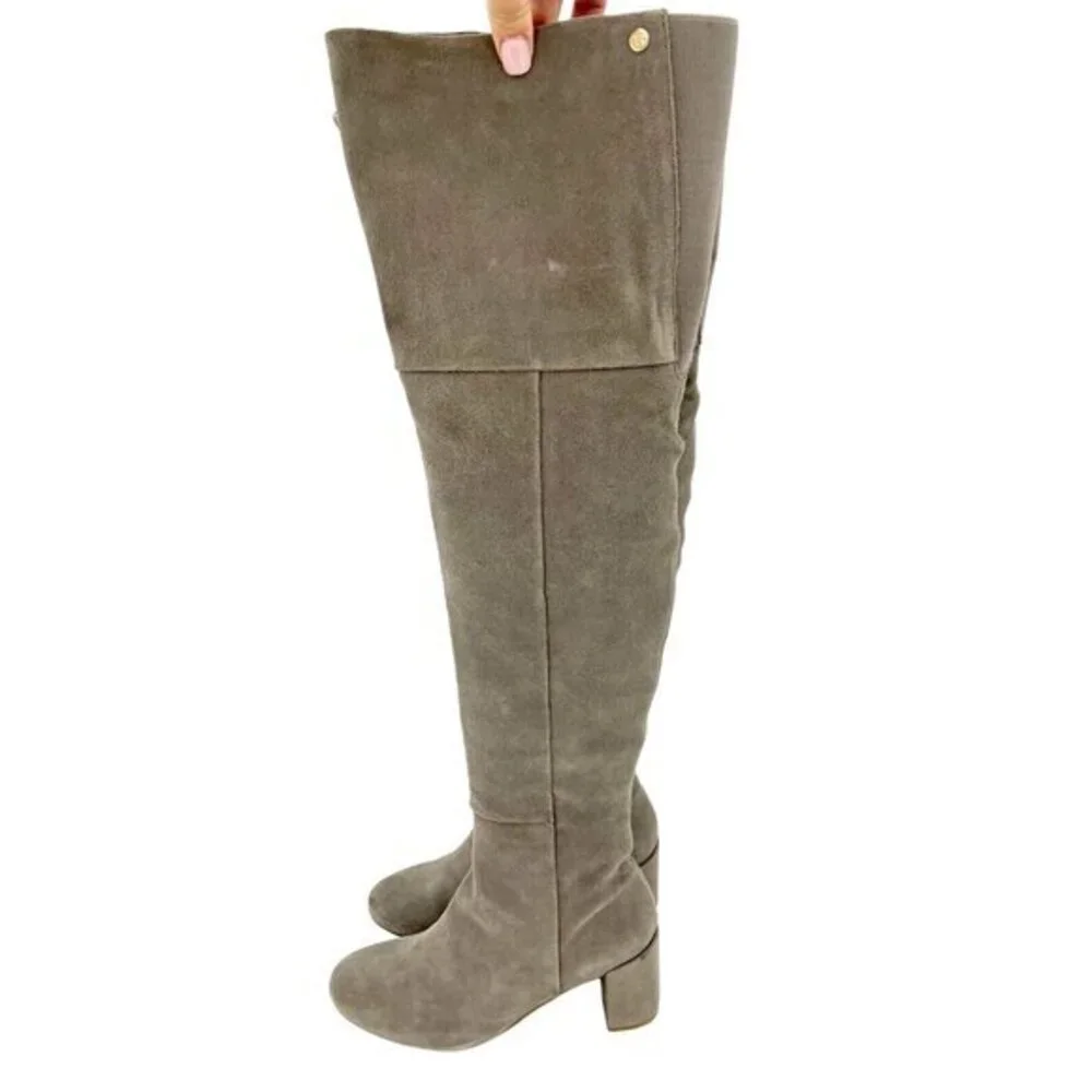 Taryn Rose Boots Catherine Gray Suede Leather Over The Knee SZ 5.5 New $375